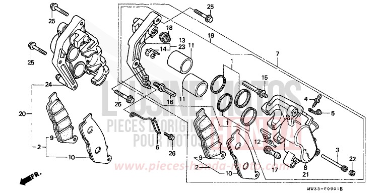 FRONT BRAKE CALIPER (CB750F2) for CB Seven Fifty CANDY ANDROMEDA RED-U (R131) from 1994